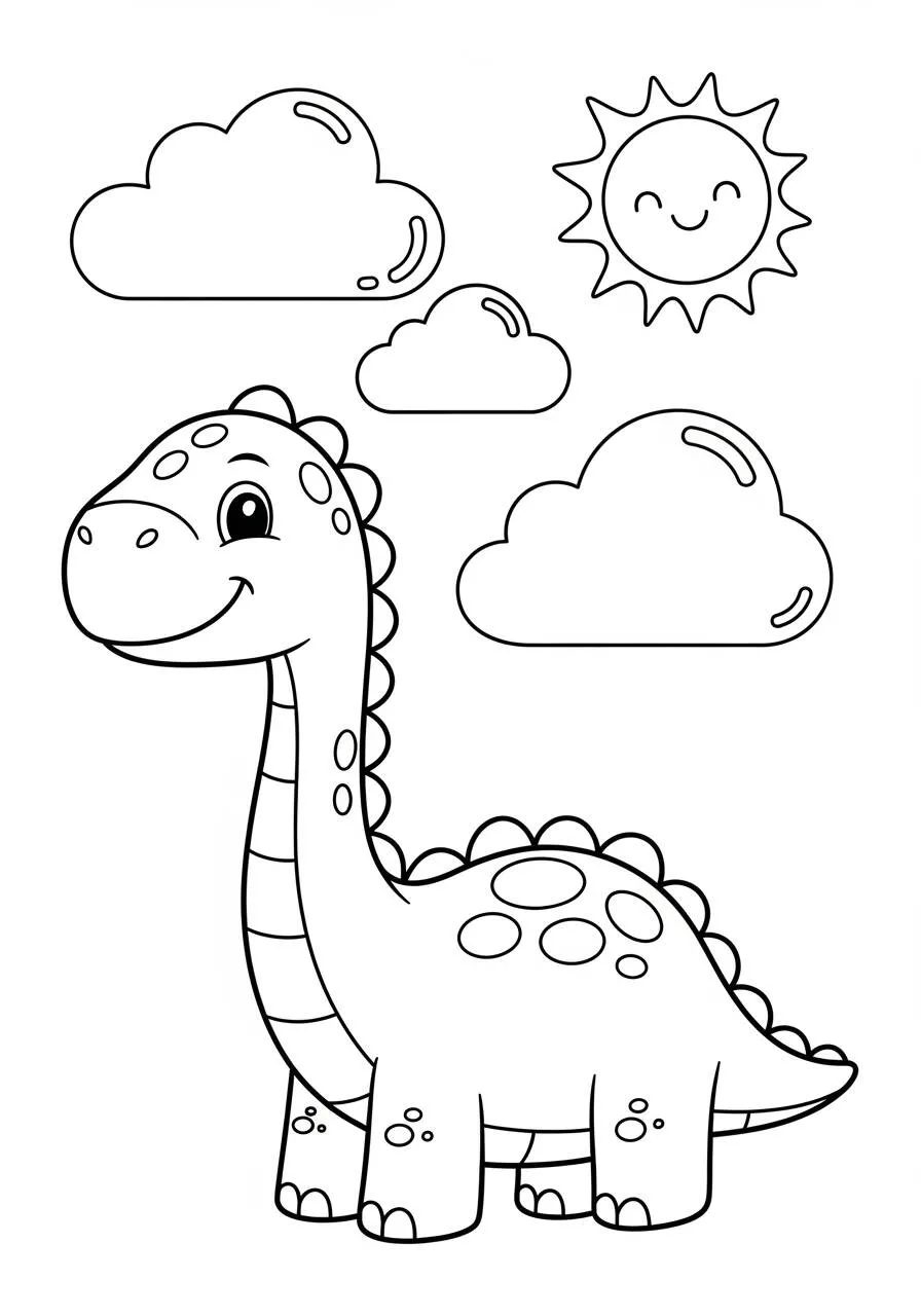 Pagina da colorare del dinosauro Brontosauro