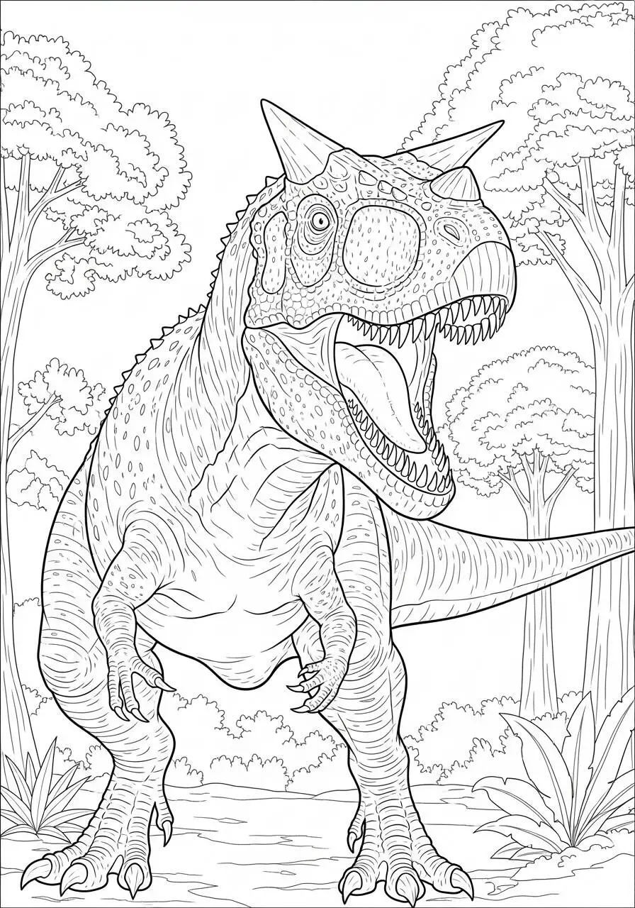 Pagina da colorare del dinosauro T Rex