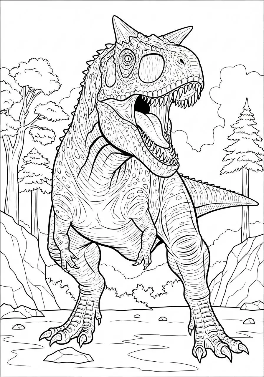 Pagina da colorare del dinosauro T Rex