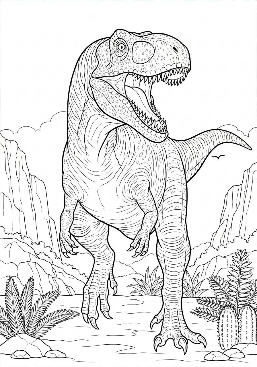 Dibujo para colorear de dinosaurio T Rex