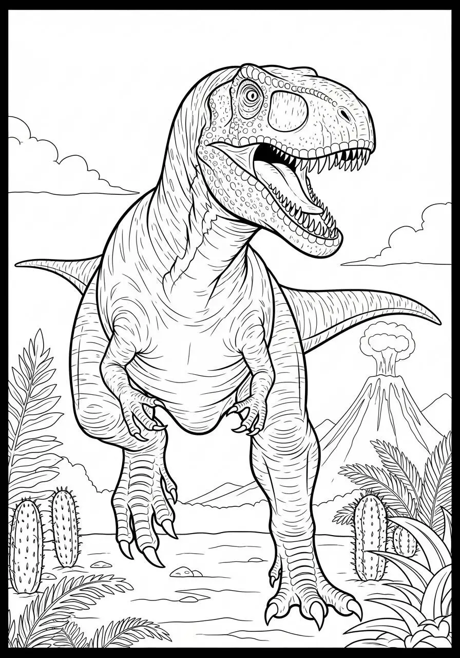 Dibujo para colorear de dinosaurio T Rex