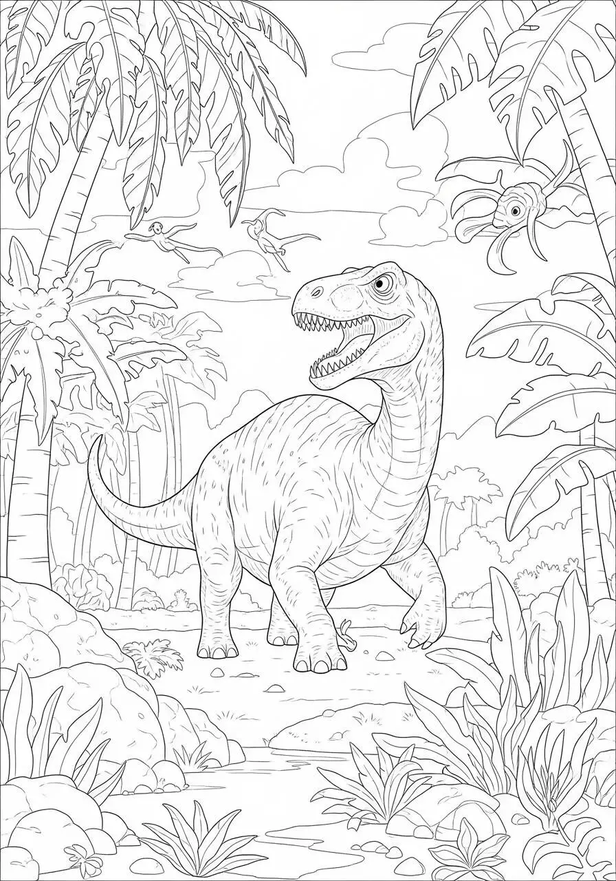 Página para colorear de dinosaurio herbívoro