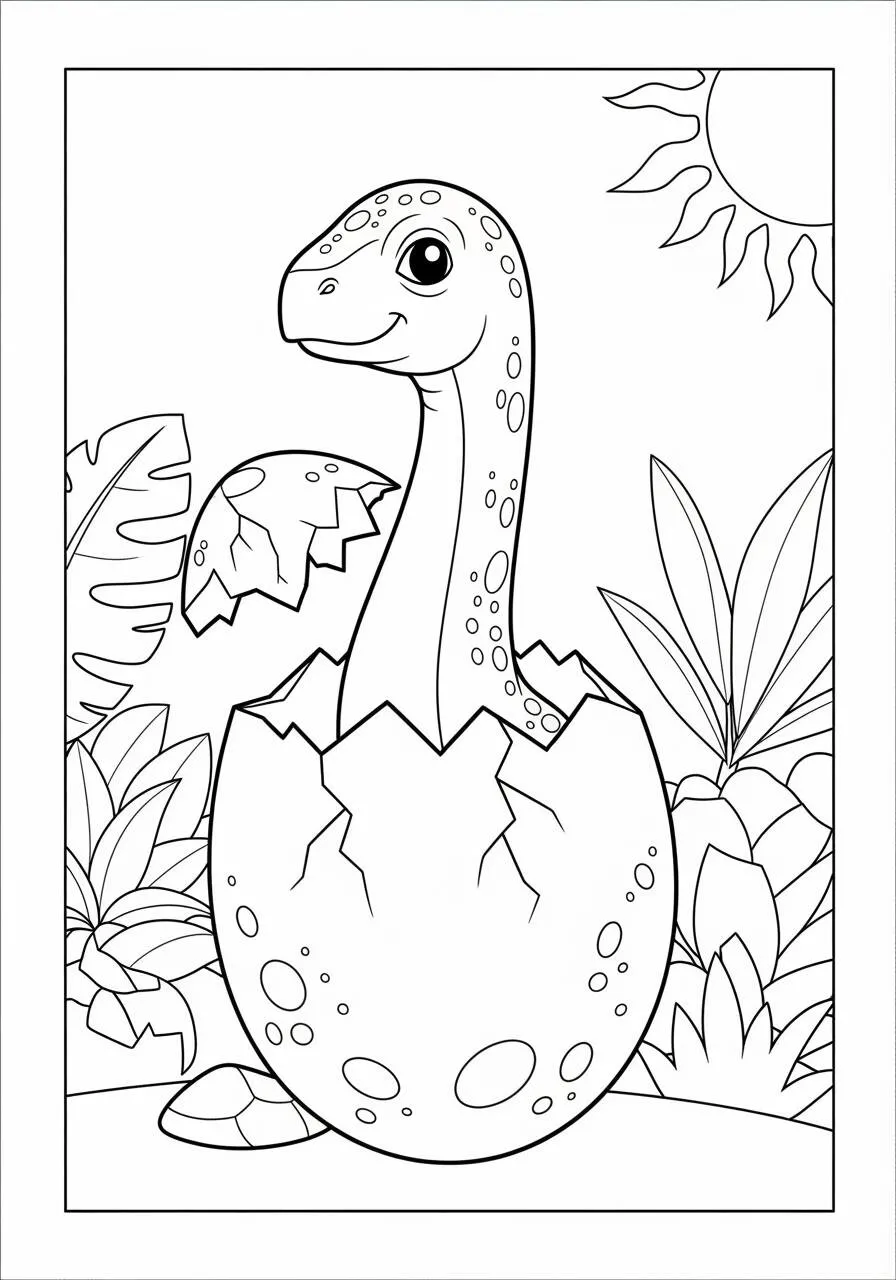 Dibujo Para Colorear De Dinosaurio Brontosaurio Naciendo