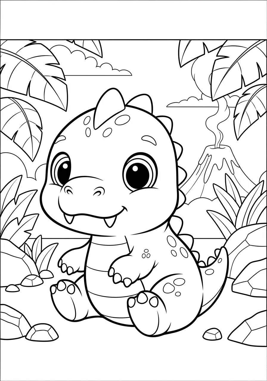 Página para colorear de dinosaurio bebé