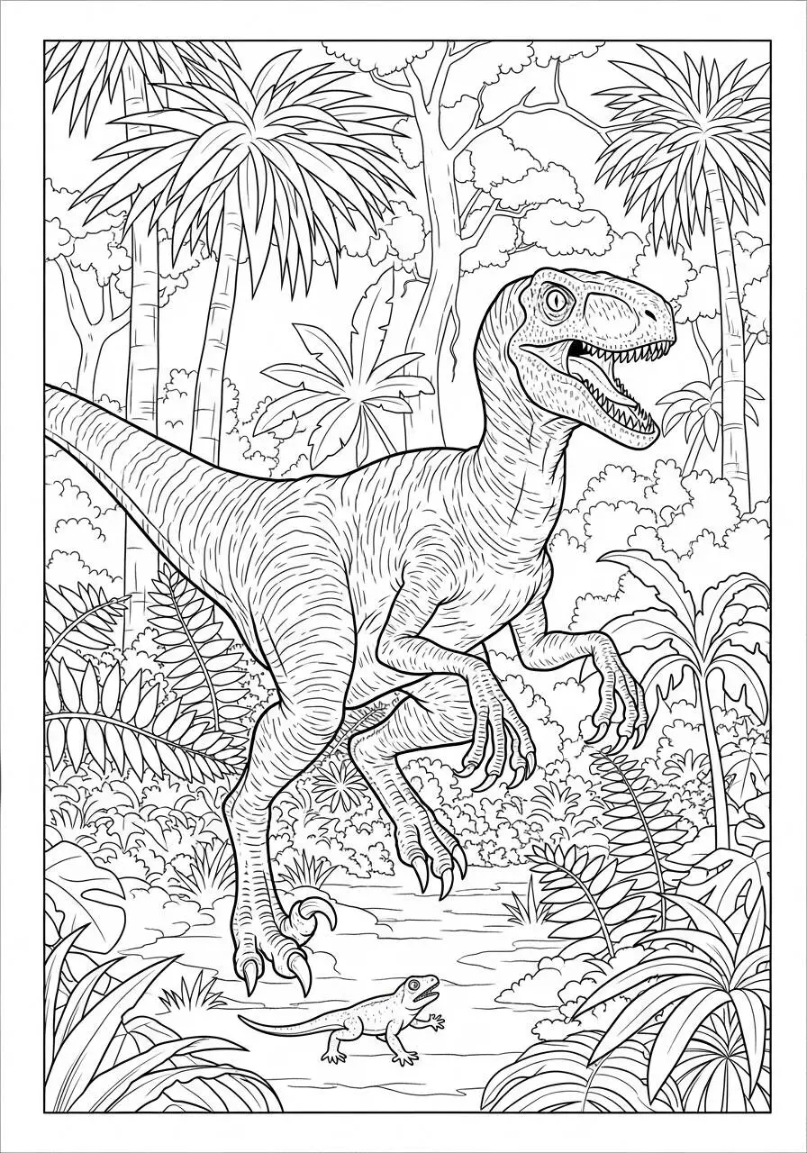 Dibujo Para Colorear Dinosaurio Velociraptor