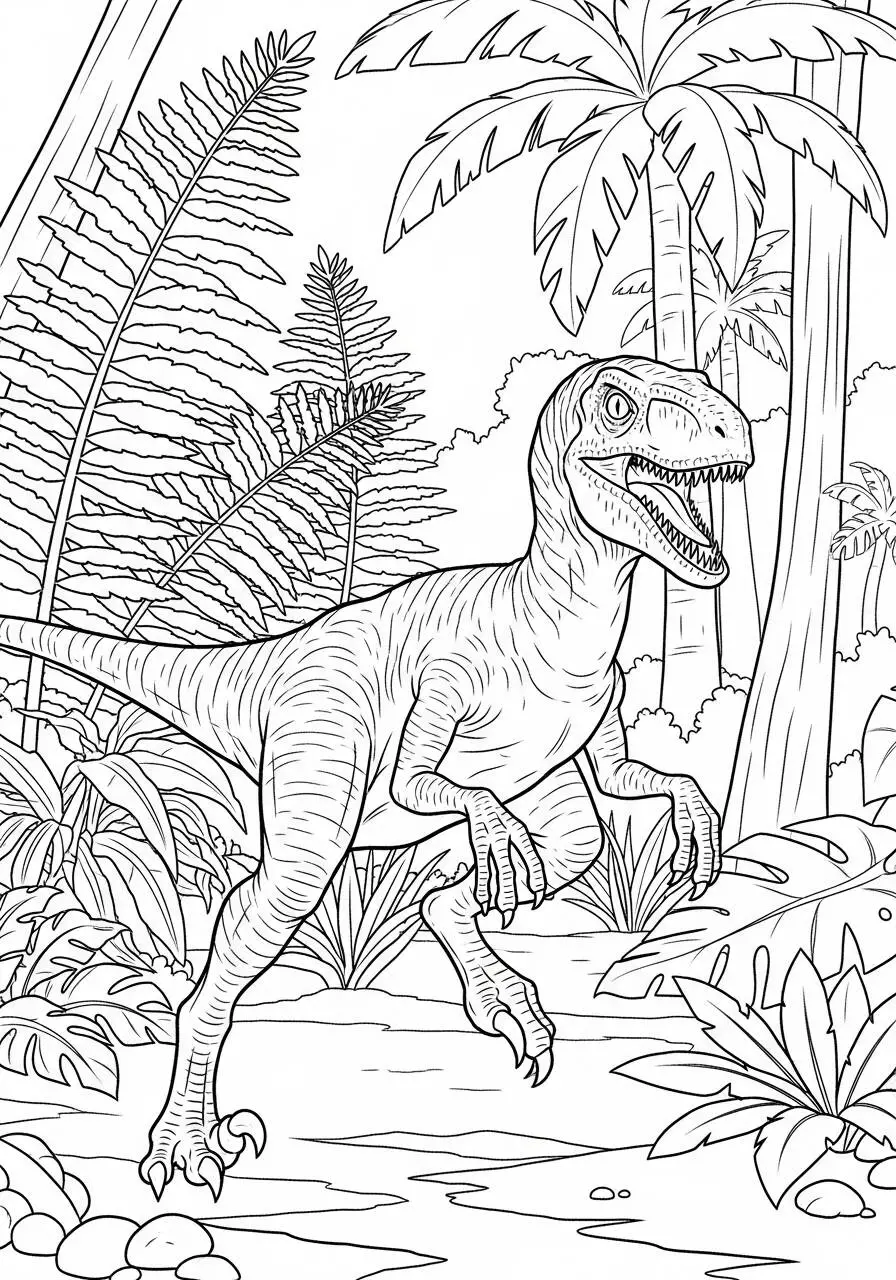 Dibujo Para Colorear Dinosaurio Velociraptor