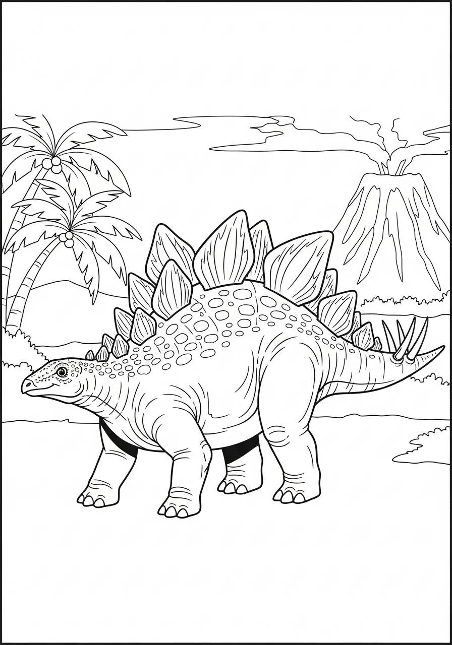 Dinosaurio Estegosaurio Página Para Colorear