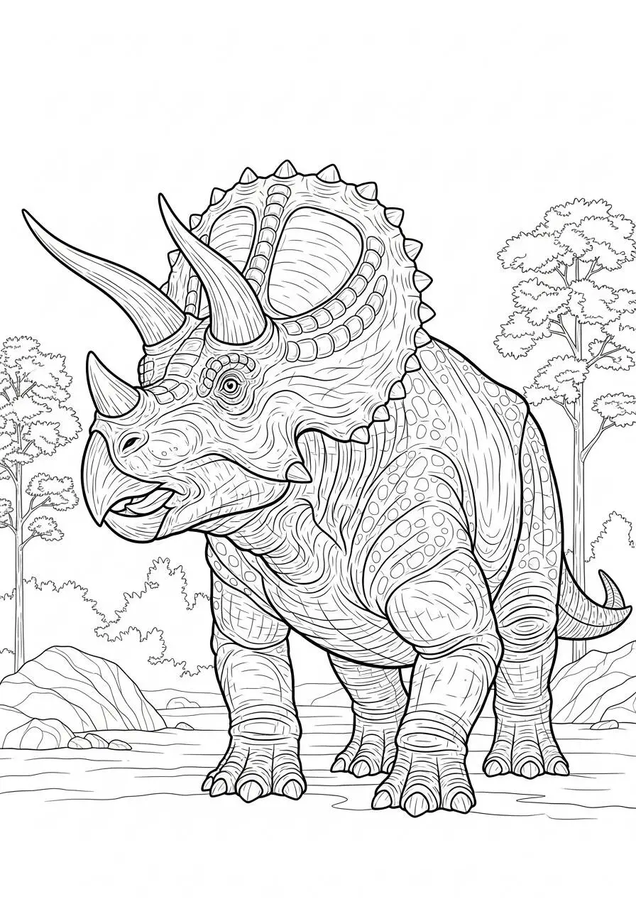 Dibujo Para Colorear De Dinosaurio Triceratops