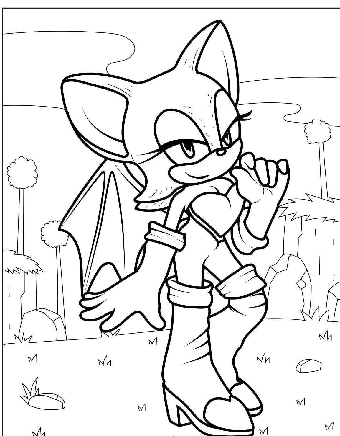 Roge el murciélago haciendo una pose Dibujo para colorear