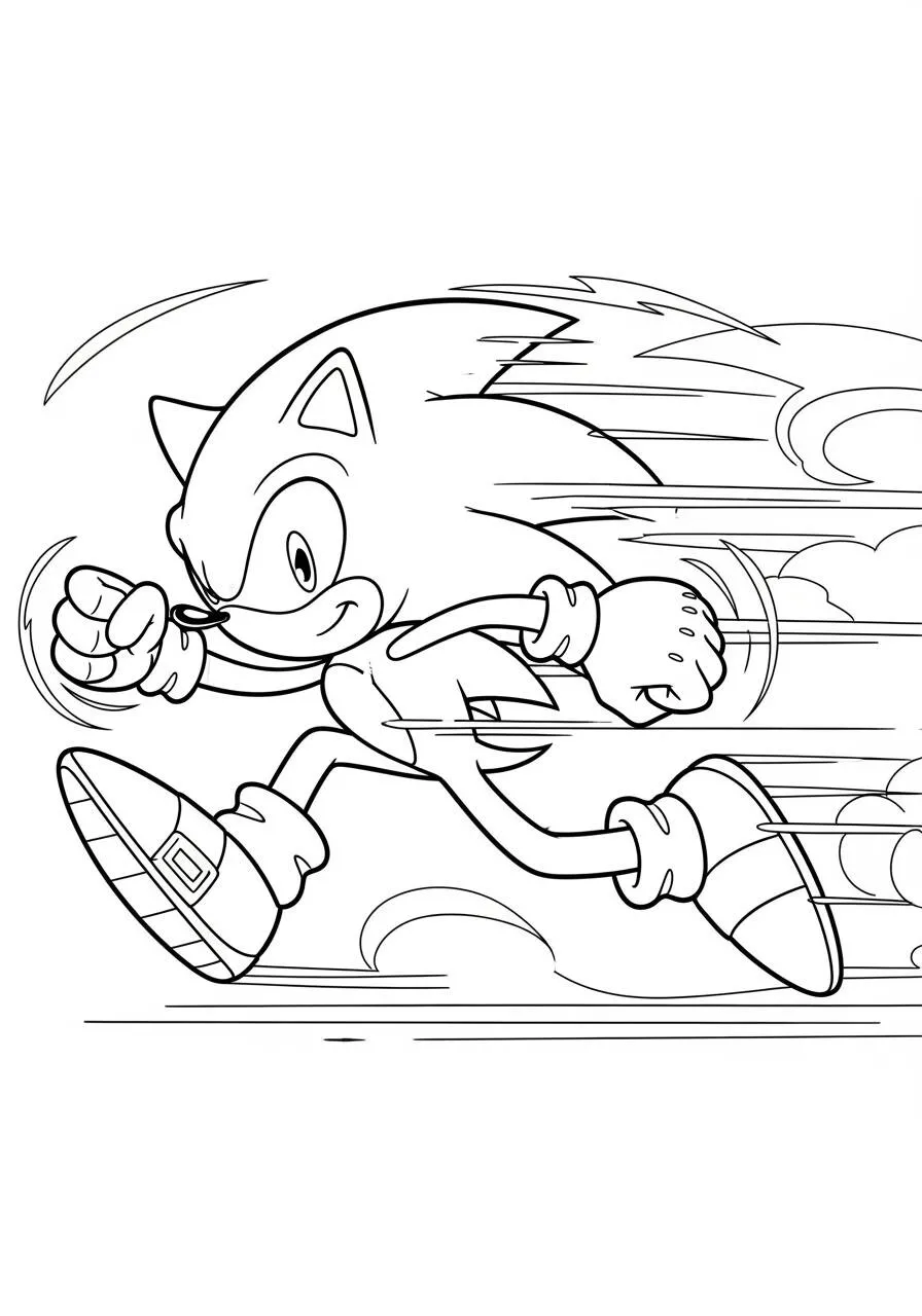 Sonic Running Fast Coloring Page