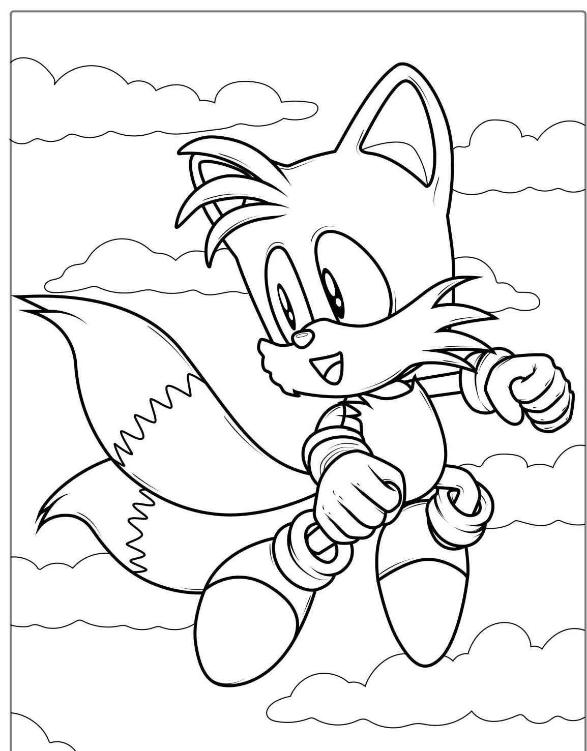 Colas volando en las nubes Dibujo para colorear