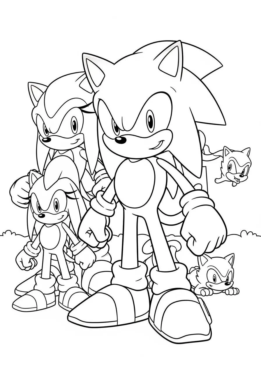 Dibujo para colorear de Sónico y sus amigos