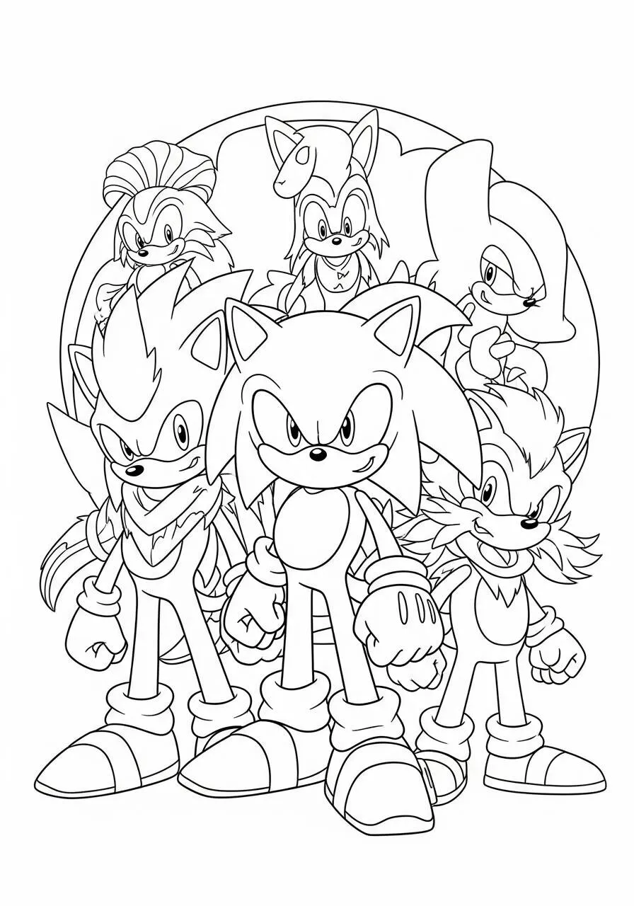 Dibujo para colorear de Sónico y sus amigos