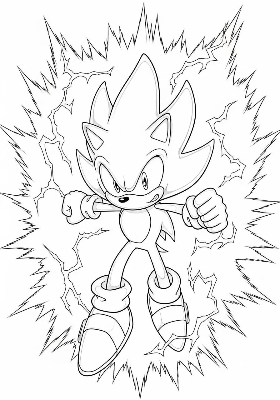 Super Sonic with Electric Powers Coloring Page