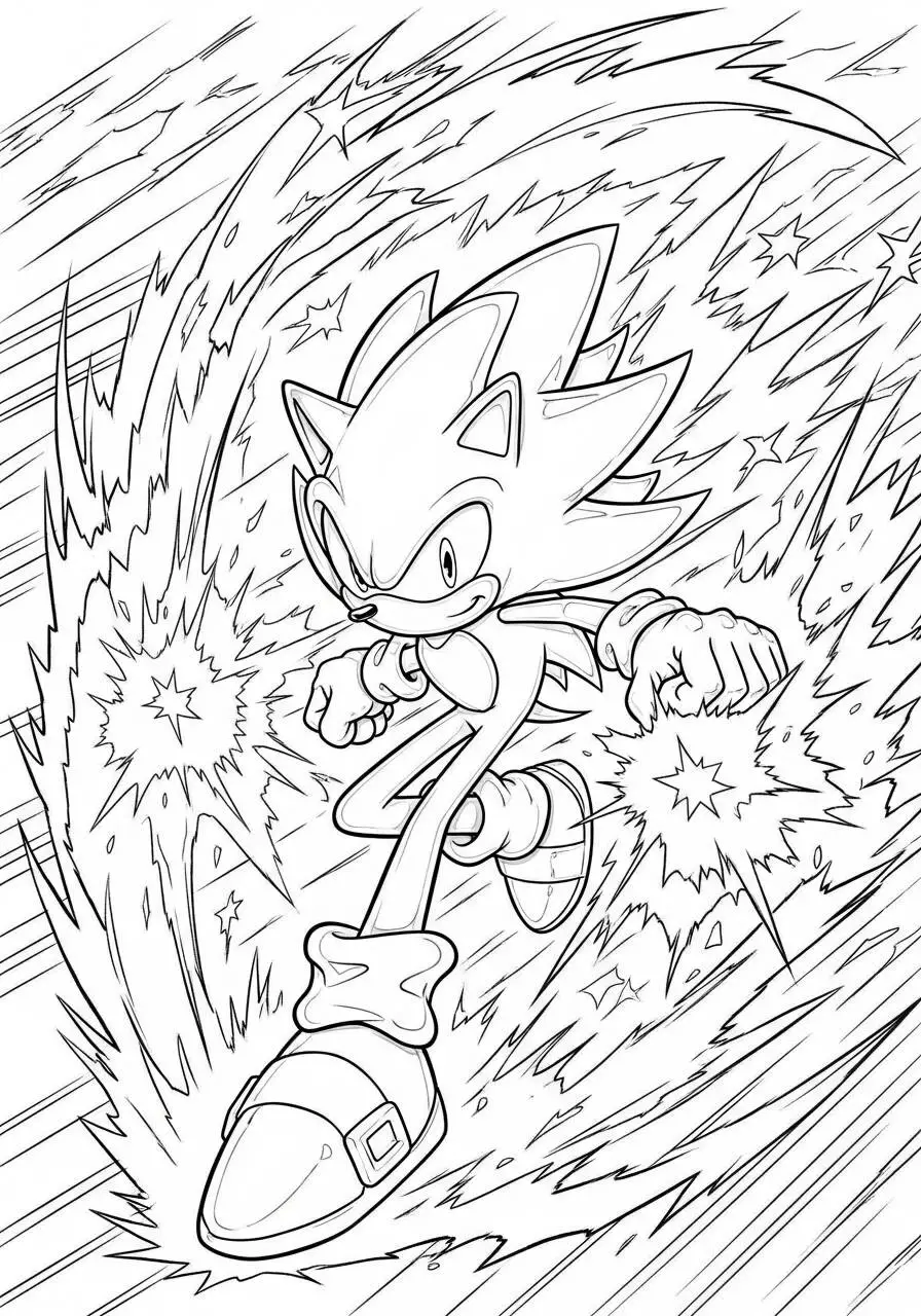 Sonic Running with Powers Coloring Page