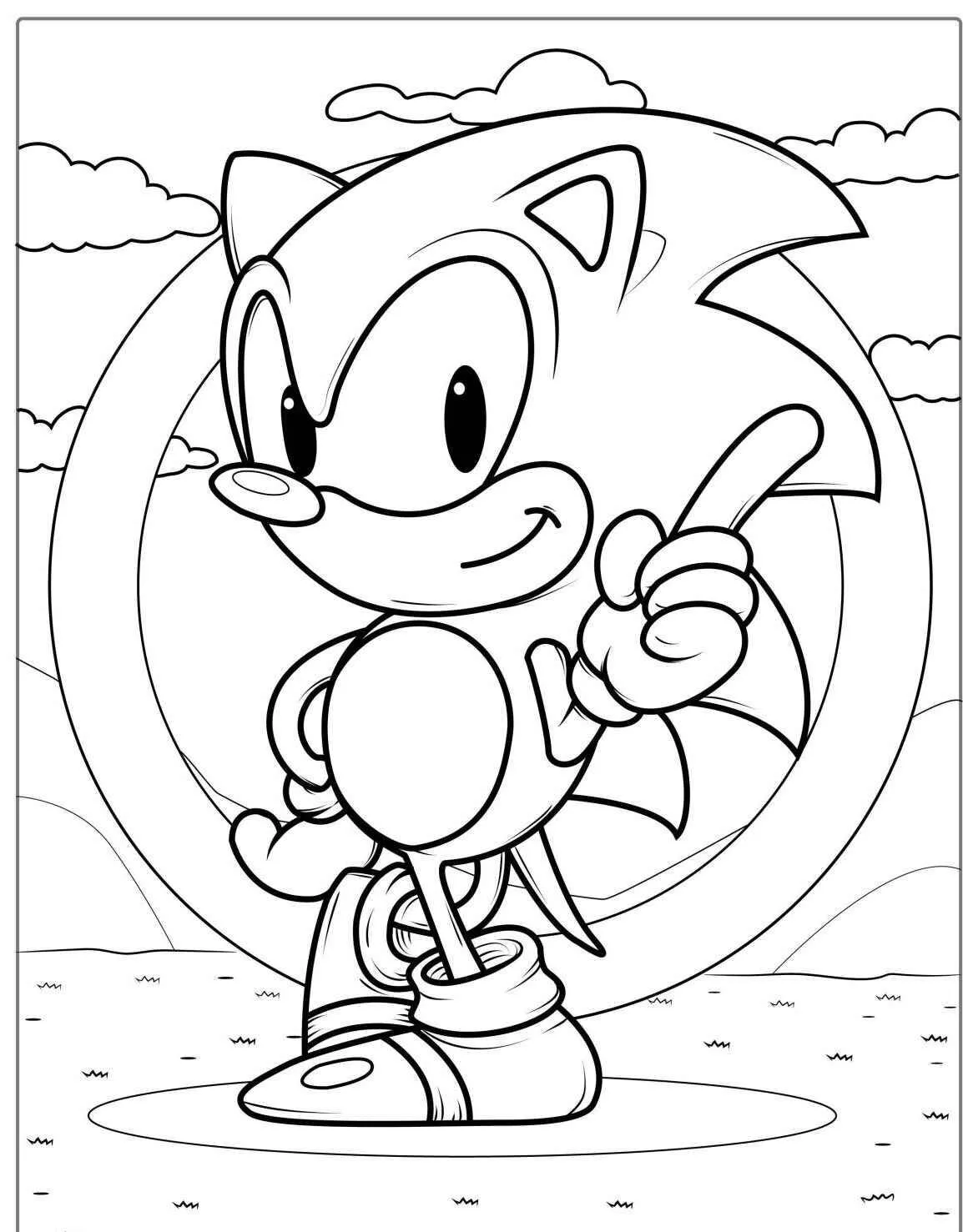 Coloriage Sonique Smile et Thumbs Up