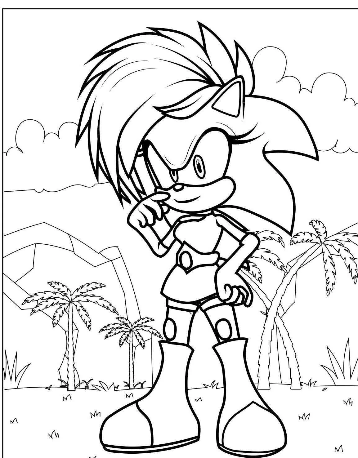 Coloriage Amy Rose prête pour l'aventure