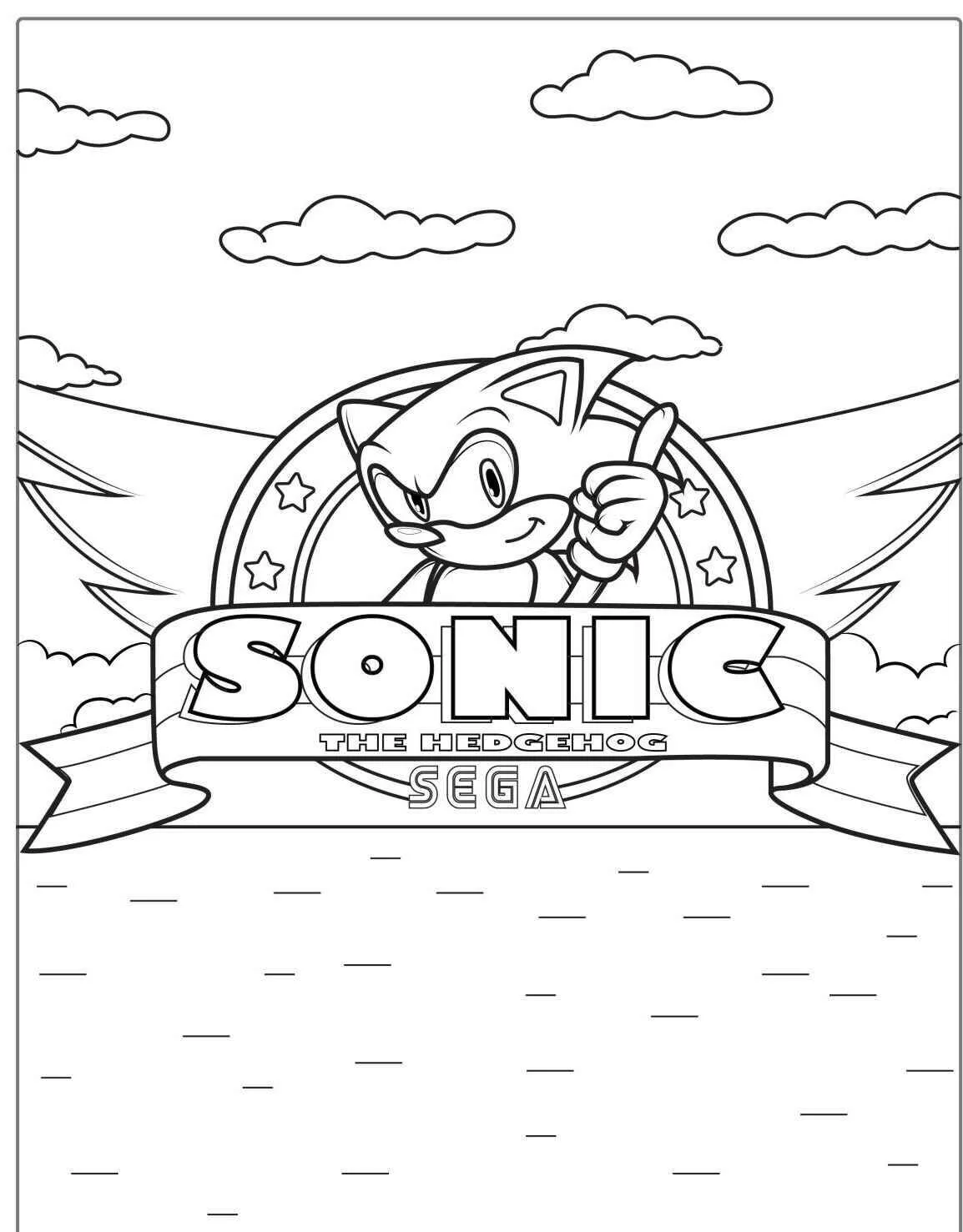 Coloriage Sonique avec logo