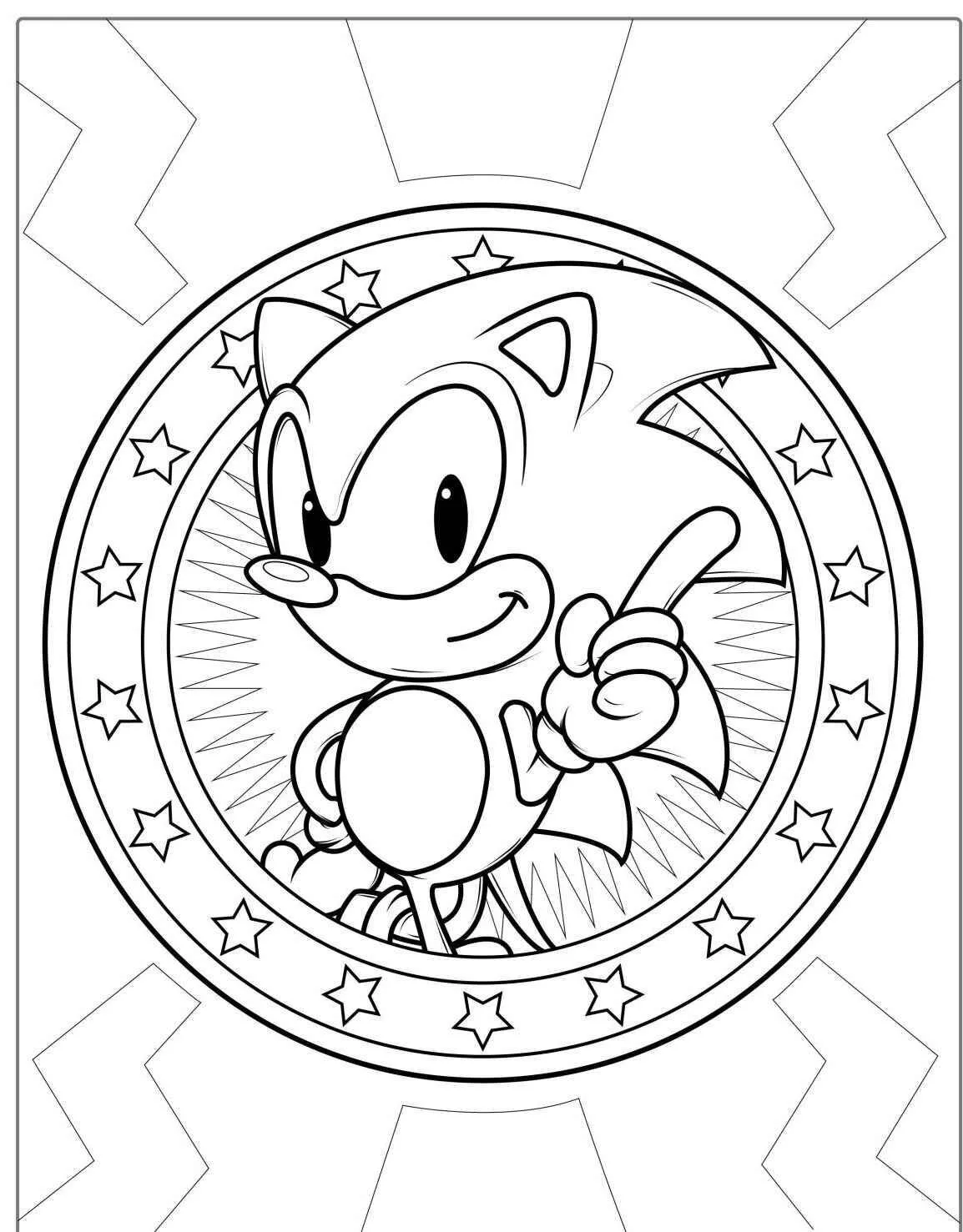 Coloriage Sonique avec sourire et petit doigt
