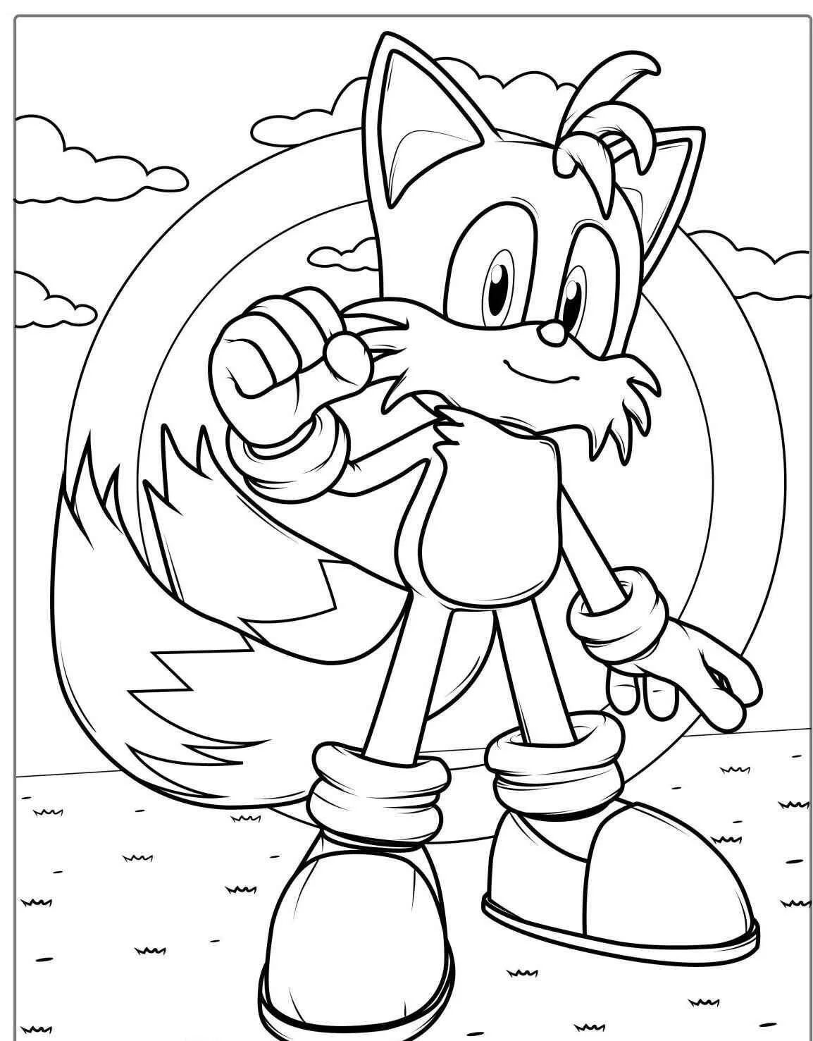 Dessin de queues prêt à colorier avec fond de zone Green Hill