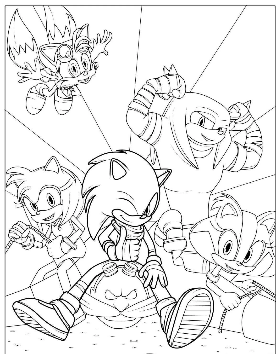 Coloriage Sonique avec ses amis