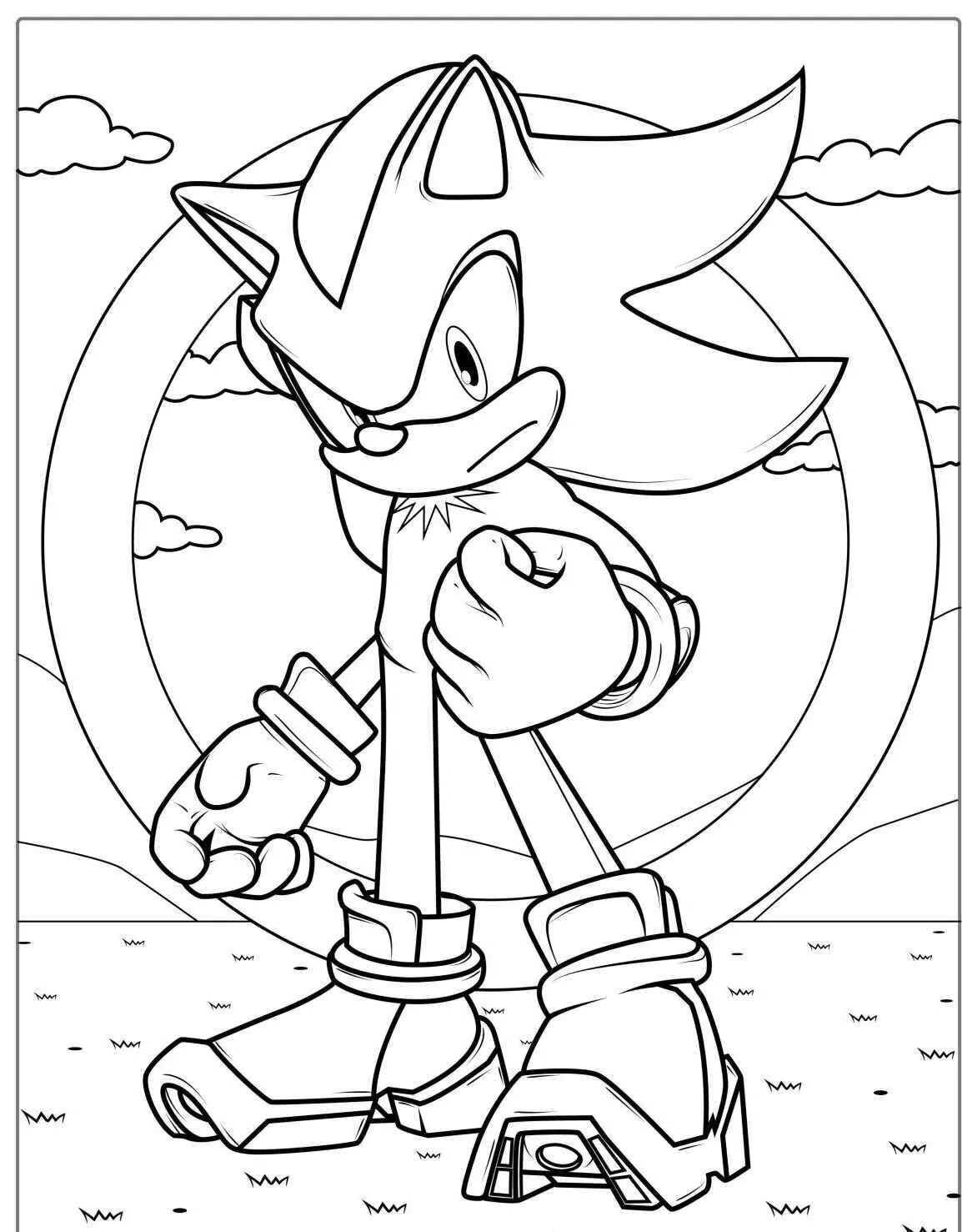 Coloriage Super Sonique en action