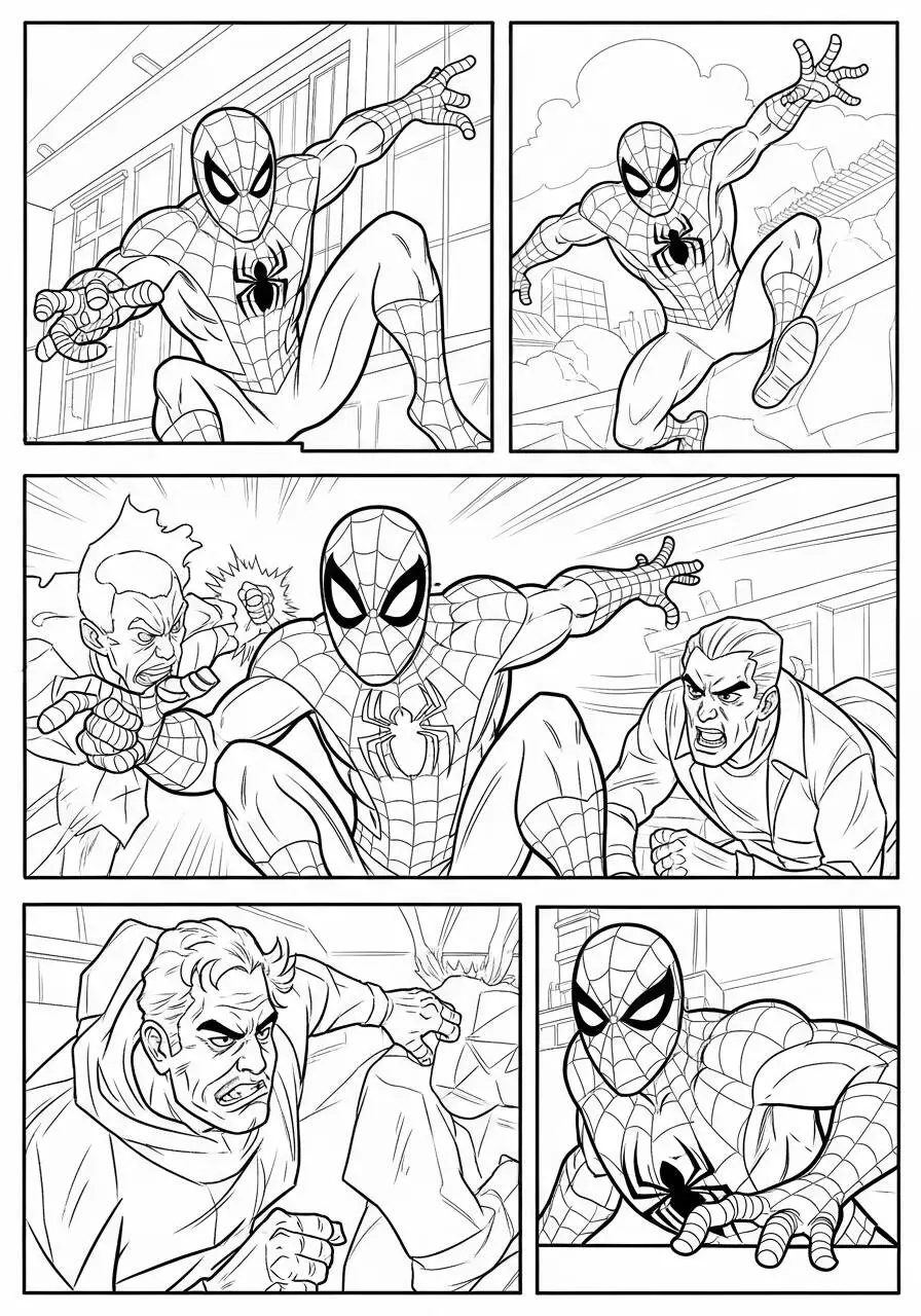 Desenho de Homem Aranha em Ação para Colorir