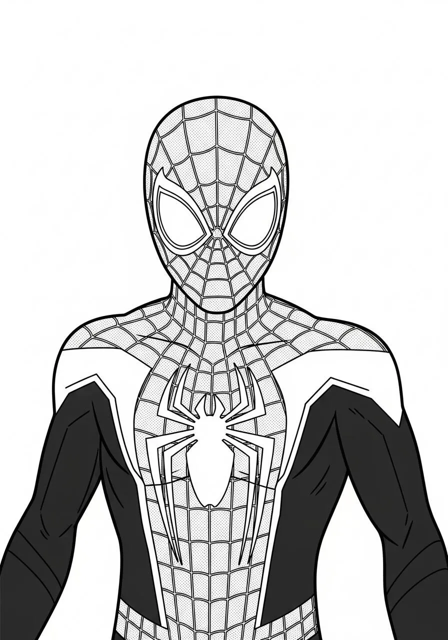 Desenho de Homem Aranha com Traje Simbiótico para Colorir