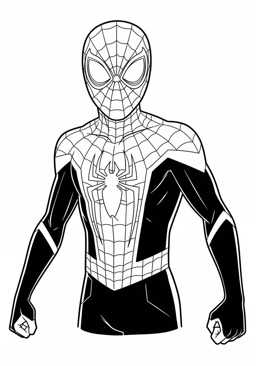 Desenho de Homem Aranha em Ação para Colorir