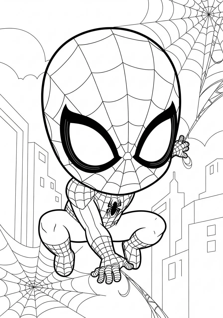 Desenho de Homem Aranha em Ação para Colorir