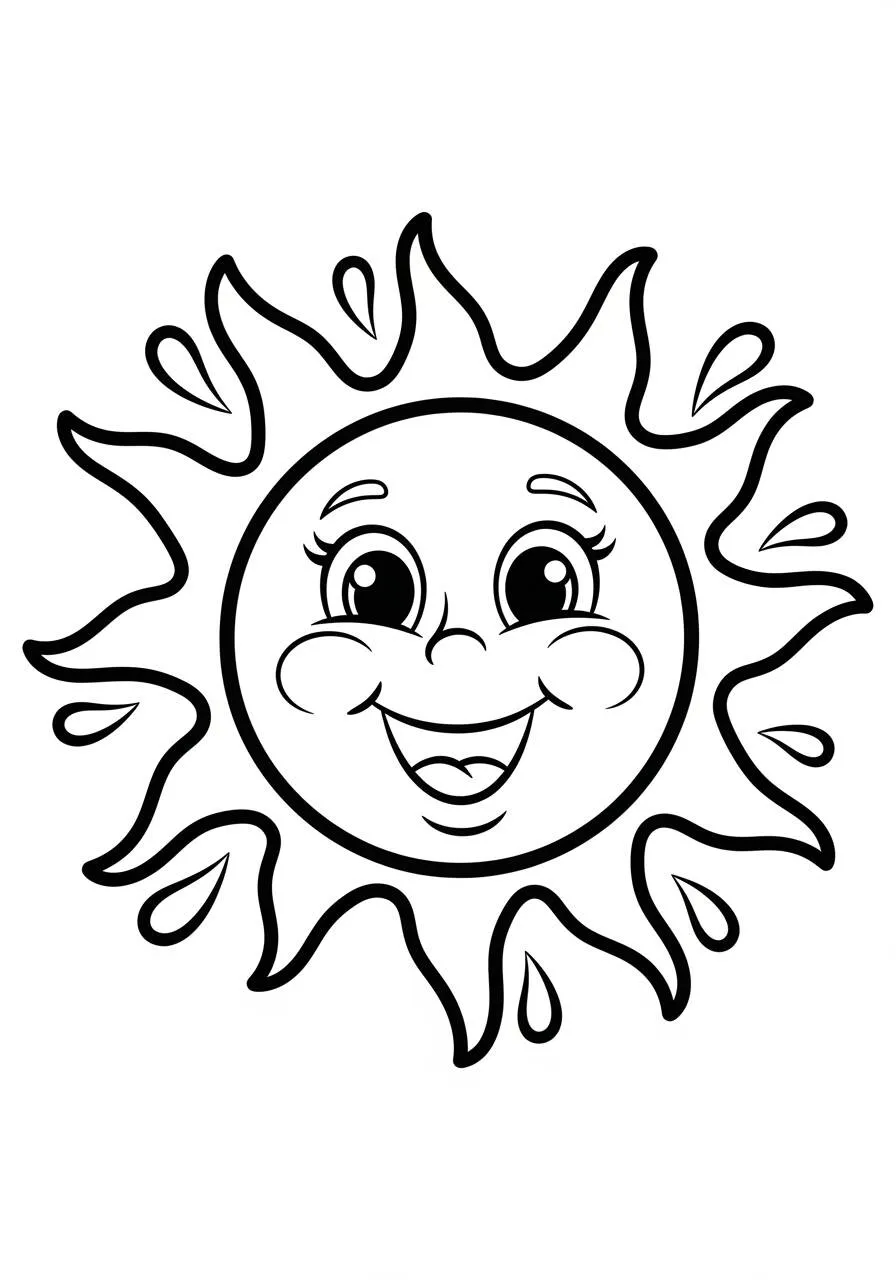Dibujo para colorear de verano con sol sonriente
