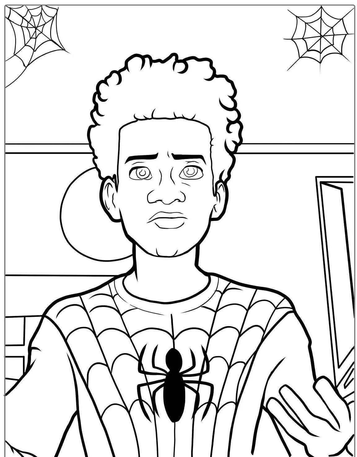 Desenho de Homem Aranha Miles Morales para Colorir