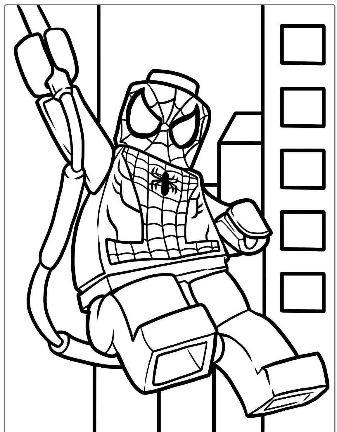 Desenho de Homem Aranha Lego para Colorir