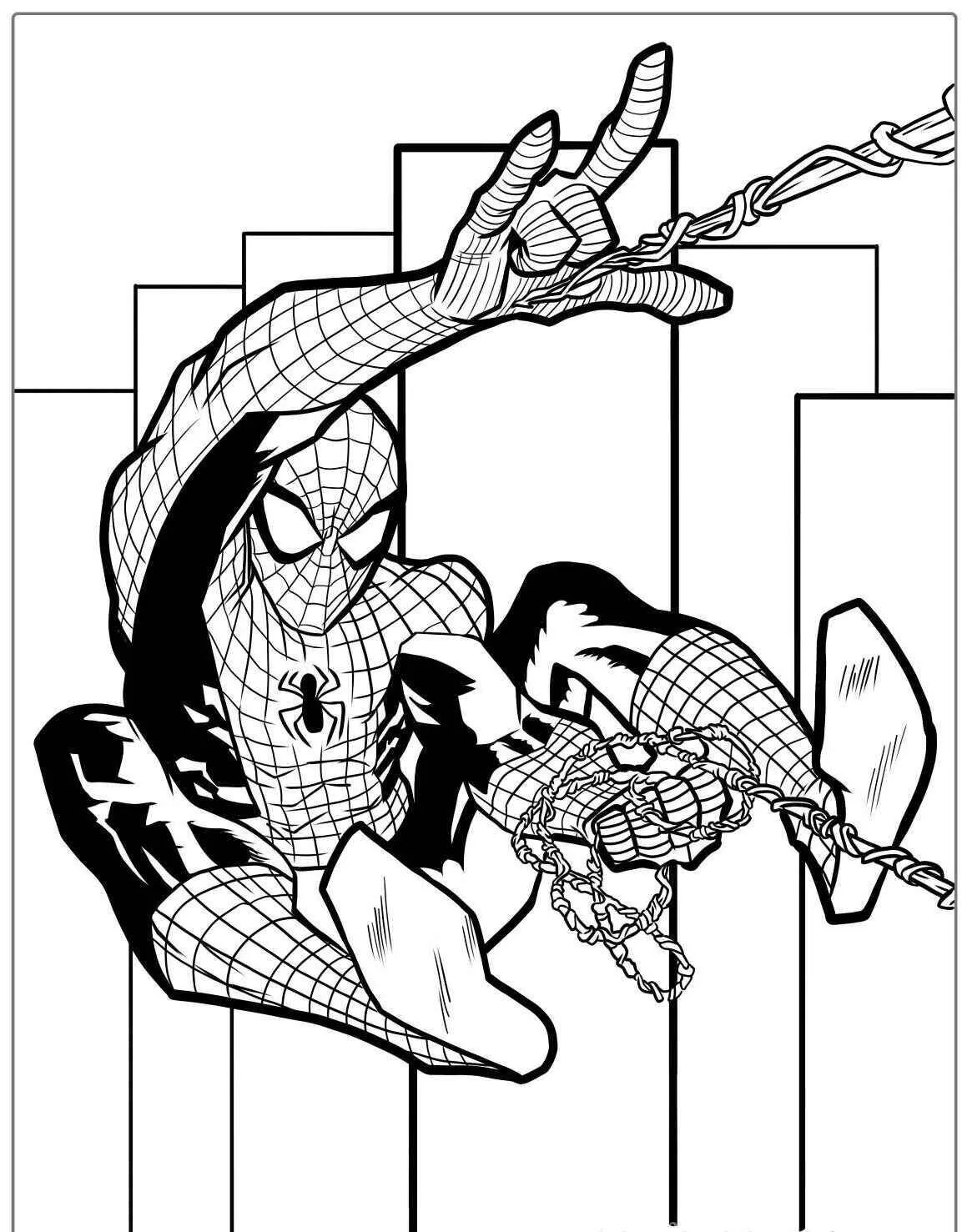 Desenho de Homem Aranha em Ação para Colorir