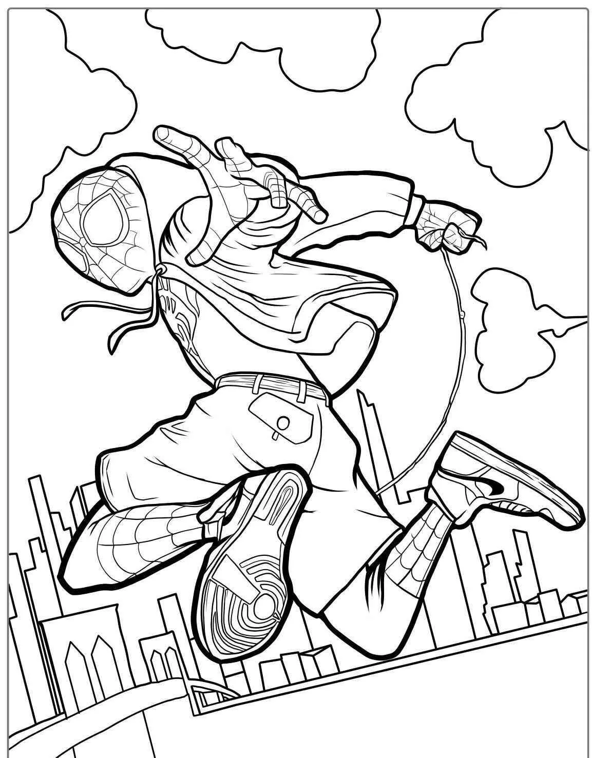 Desenho de Homem Aranha Miles Morales para Colorir