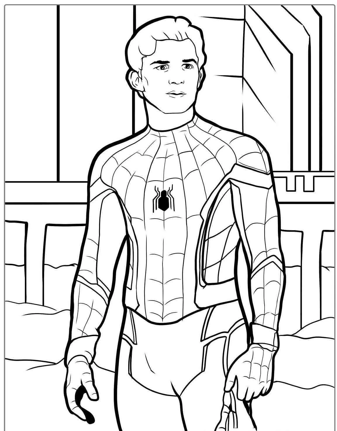 Desenho de Homem Aranha em um Balão de Ar Quente para Colorir