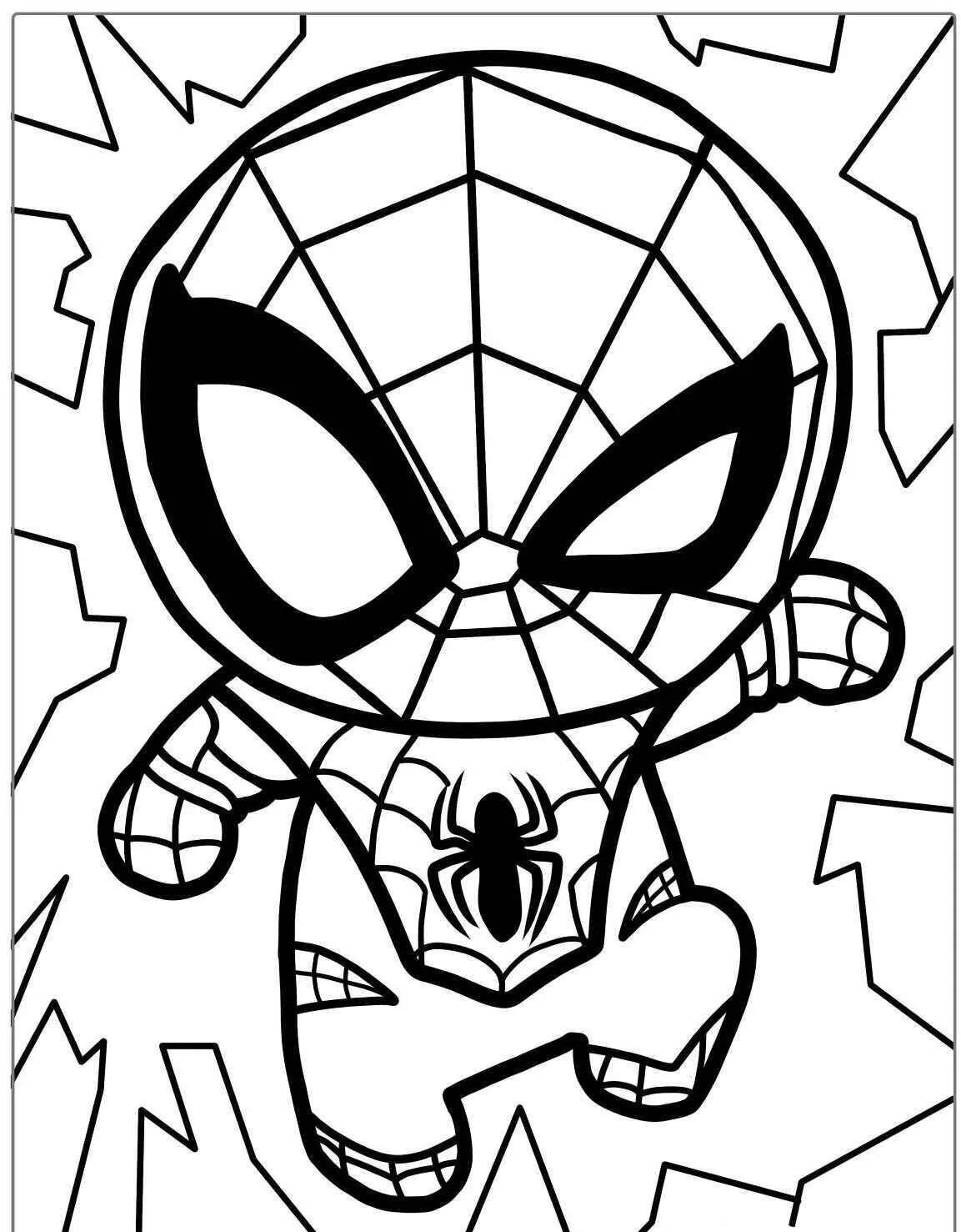 Desenho de Homem Aranha Estilo Chibi para Colorir