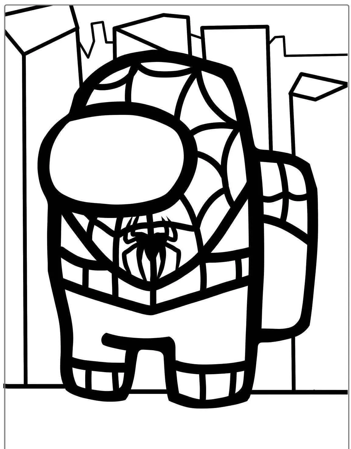 Desenho de Homem Aranha Among Us para Colorir