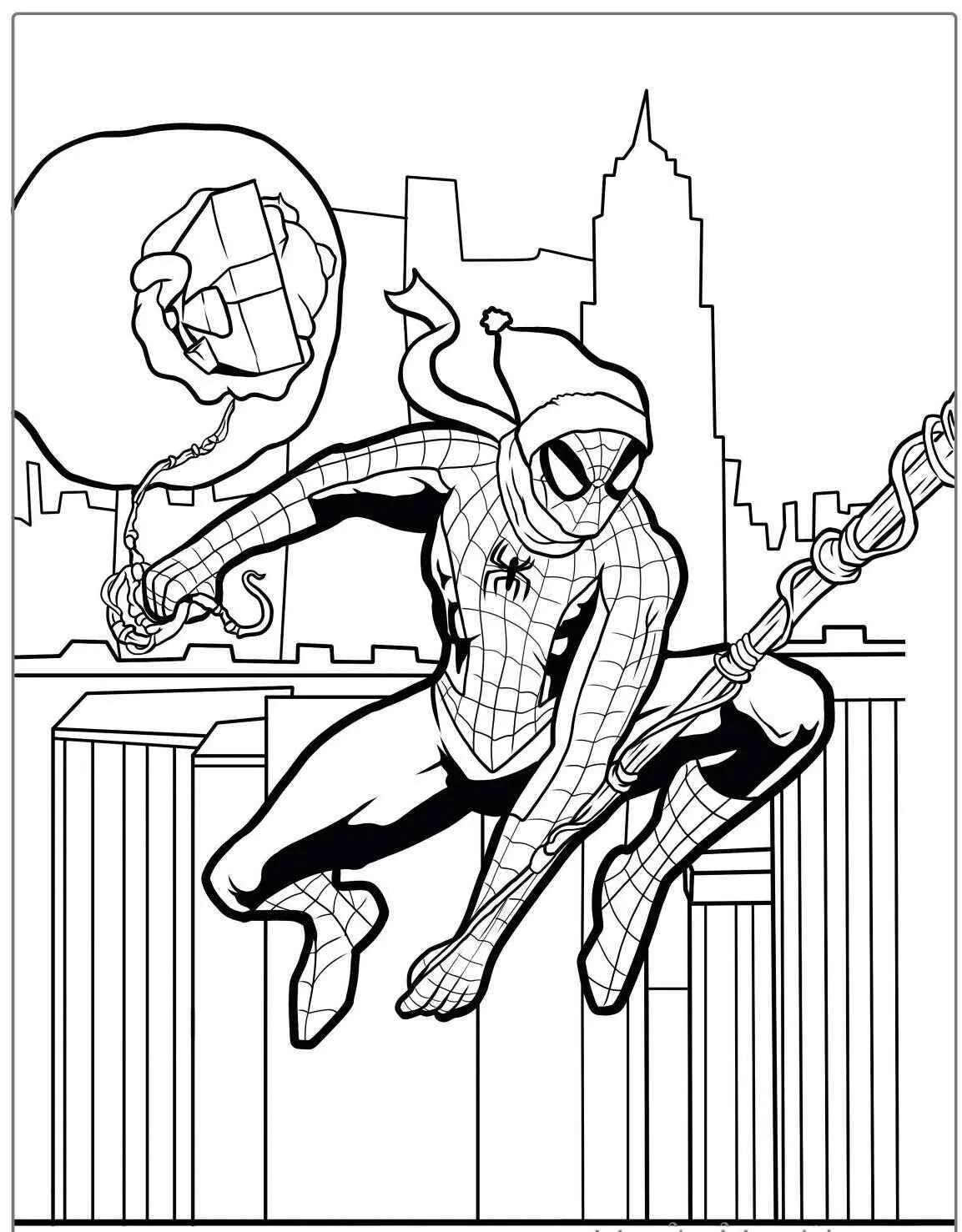 Desenho de Homem Aranha com Presente para Colorir