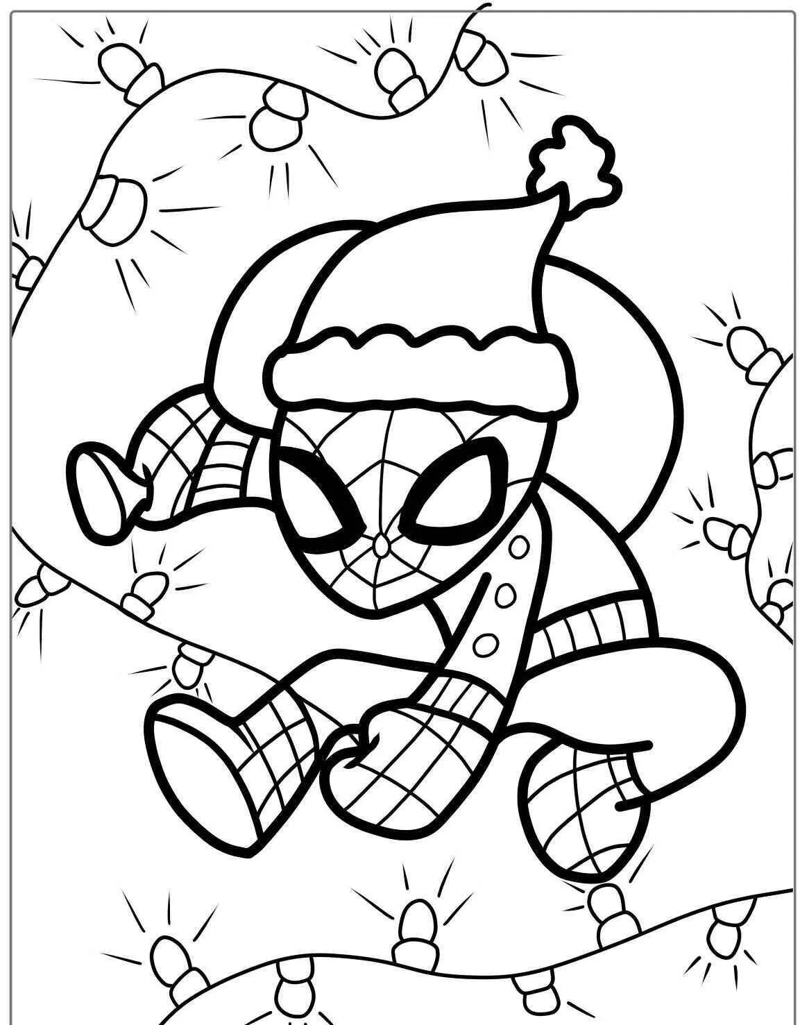 Desenho de Homem Aranha Natalino para Colorir