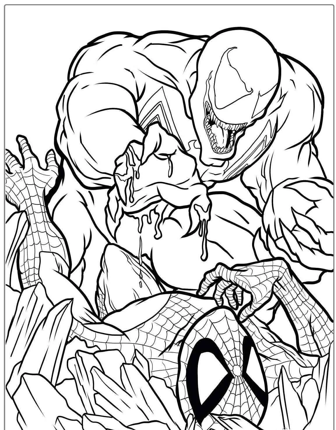 Desenho de Homem Aranha lutando contra o Venom para Colorir