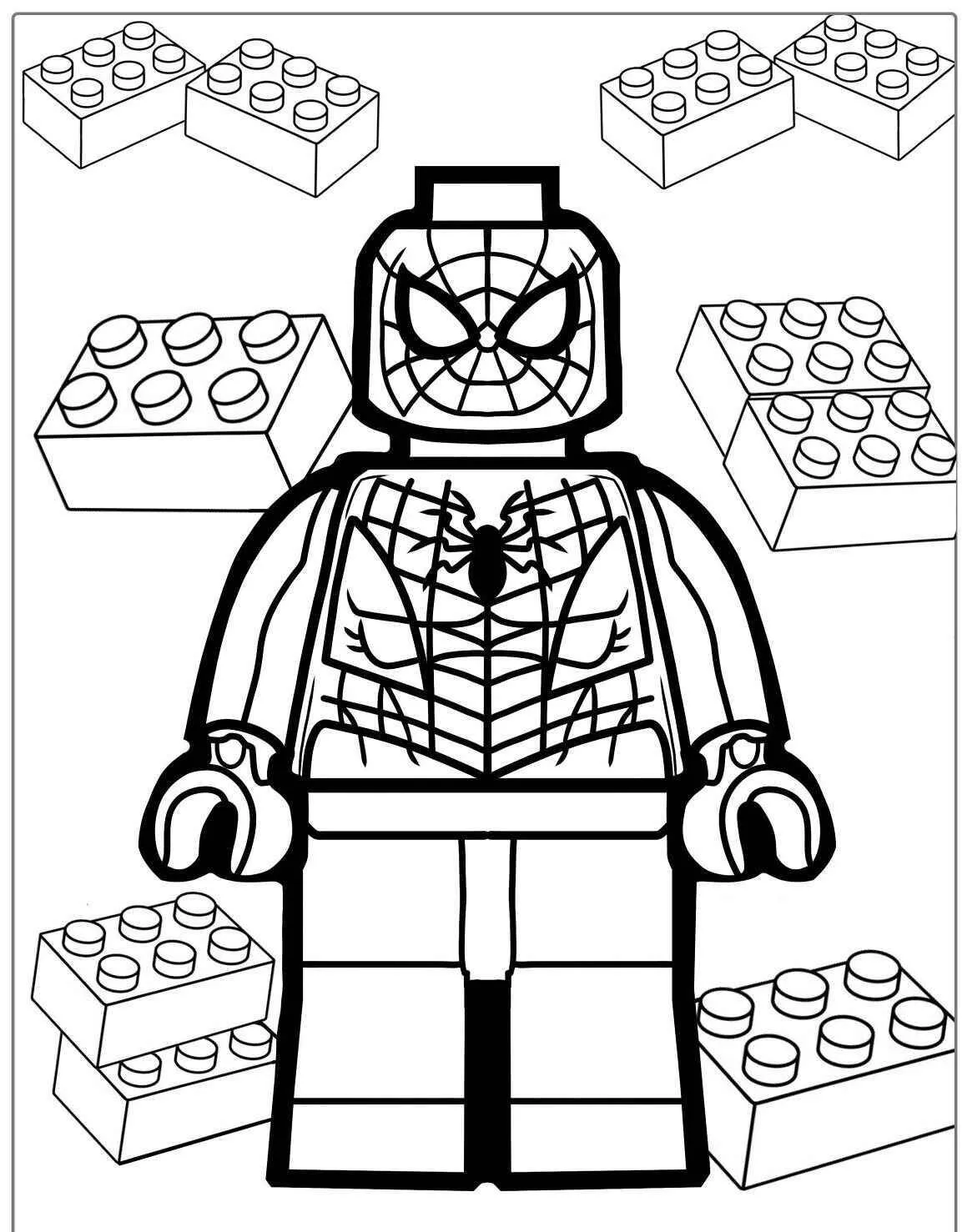 Desenho de Homem Aranha Lego para Colorir