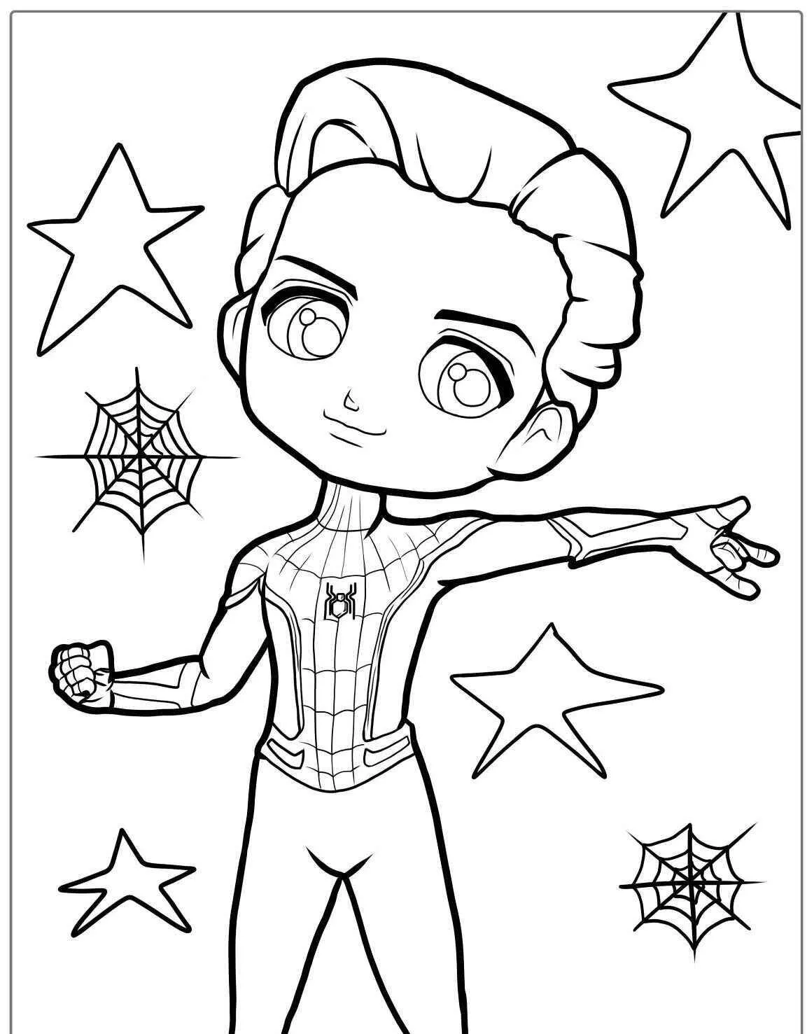 Desenho de Homem Aranha Chibi para Colorir