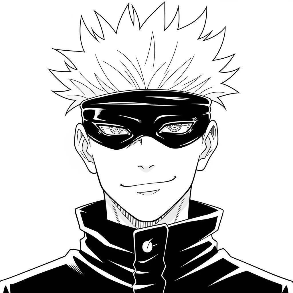 satoru gojo con máscara para colorear