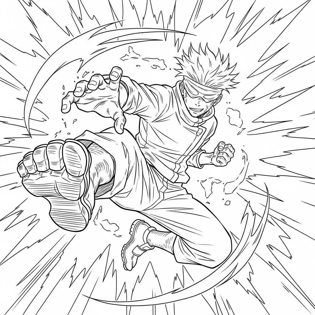satoru gojo en acción Dibujo para colorear