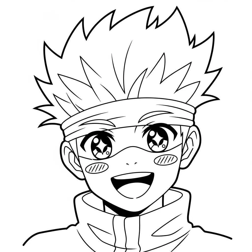 Satoru Gojo Smiling Coloring Page