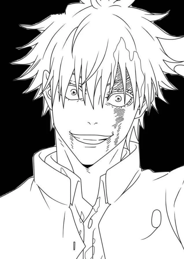 Satoru Gojo with Evil Smile Coloring Page