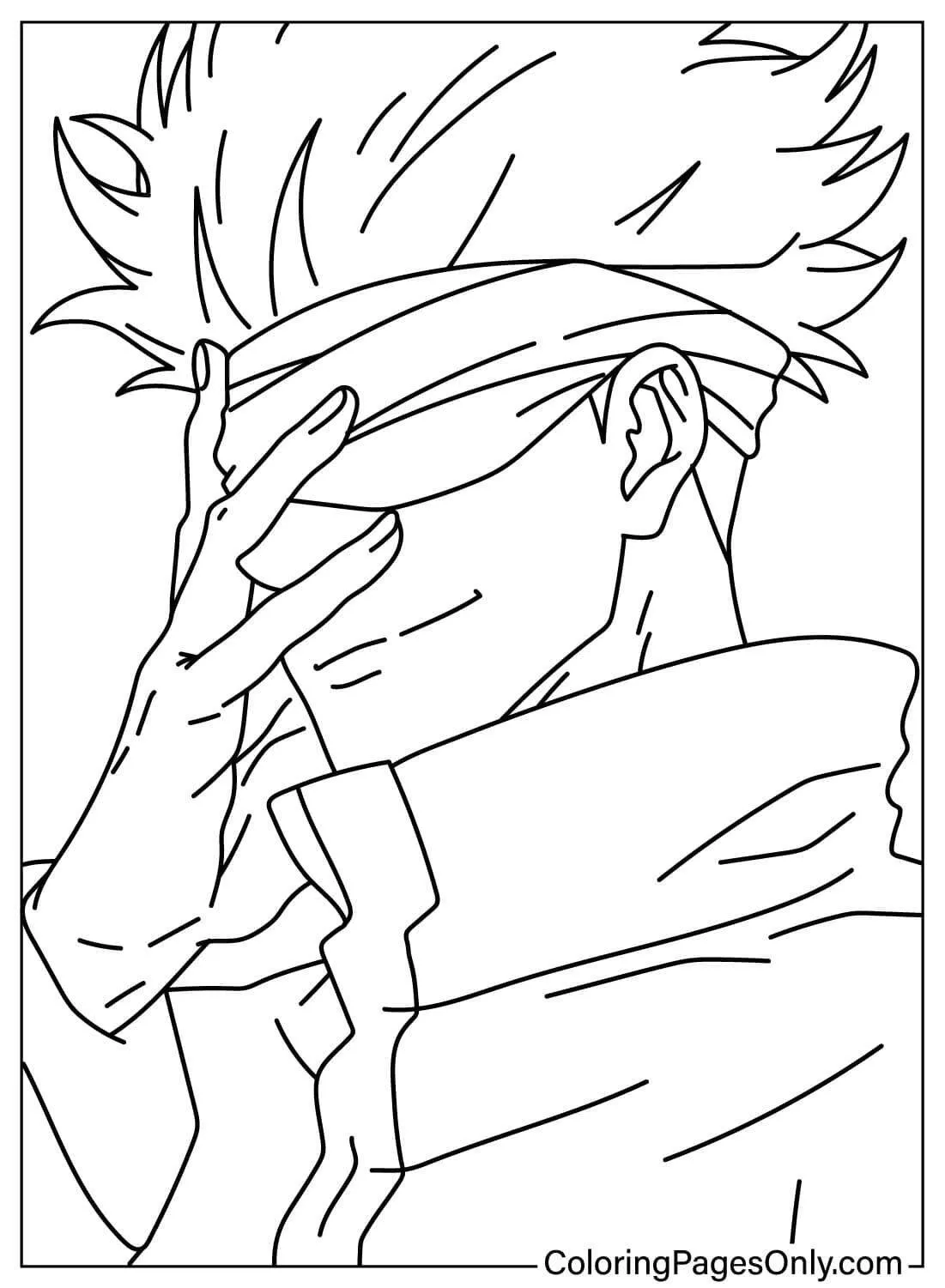 satoru gojo con los ojos vendados Página para colorear