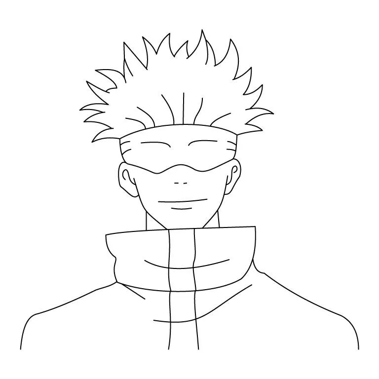 satoru gojo con el pelo puntiagudo para colorear