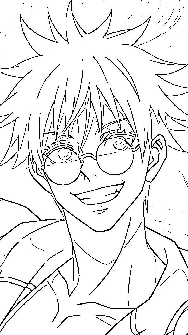 satoru gojo con gafas Página para colorear